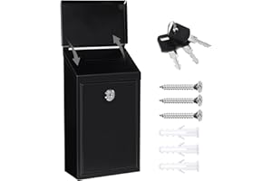 Metal Donation Box Charity Steel Collection Box Office Suggestion Secure Mailbox with Top Slot and Lock with Keys Wall Mount 