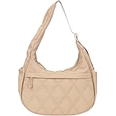 JANKS Small Puffer Crescent Shoulder Bag for Women, Nylon Quilted Puffy Crossbody Purse, Cute Hobo Shoulder Handbags
