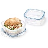 STARFRIT LocknLock 4-Piece Easy Match Plastic Container Set - 2 x 25oz/750ml - Airtight, Leakproof & Nestable - 4-Sided Locki