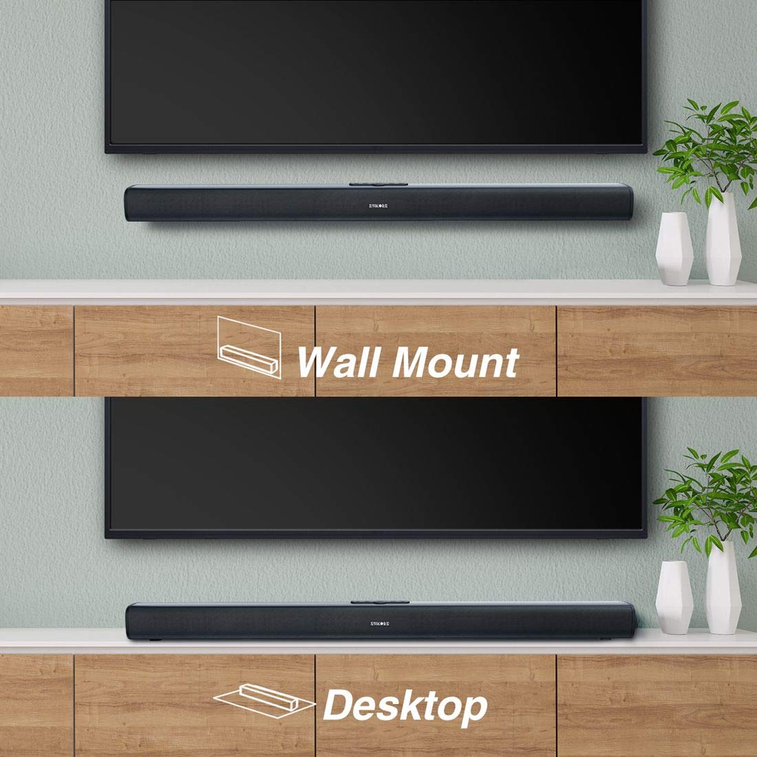 Soundbar, 37 Inch Sound Bars for TV with Builtin 6 Speakers & 4