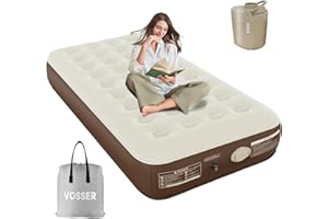 VOSSER Twin Air Mattress with Built in Pump, 3Mins Inflatable Mattress with Flocked Top, Blow Up Mattress with Cordless Pump, Luxury Airbed for Home, Camping & Guests,13’’Twin Size Air Mattress