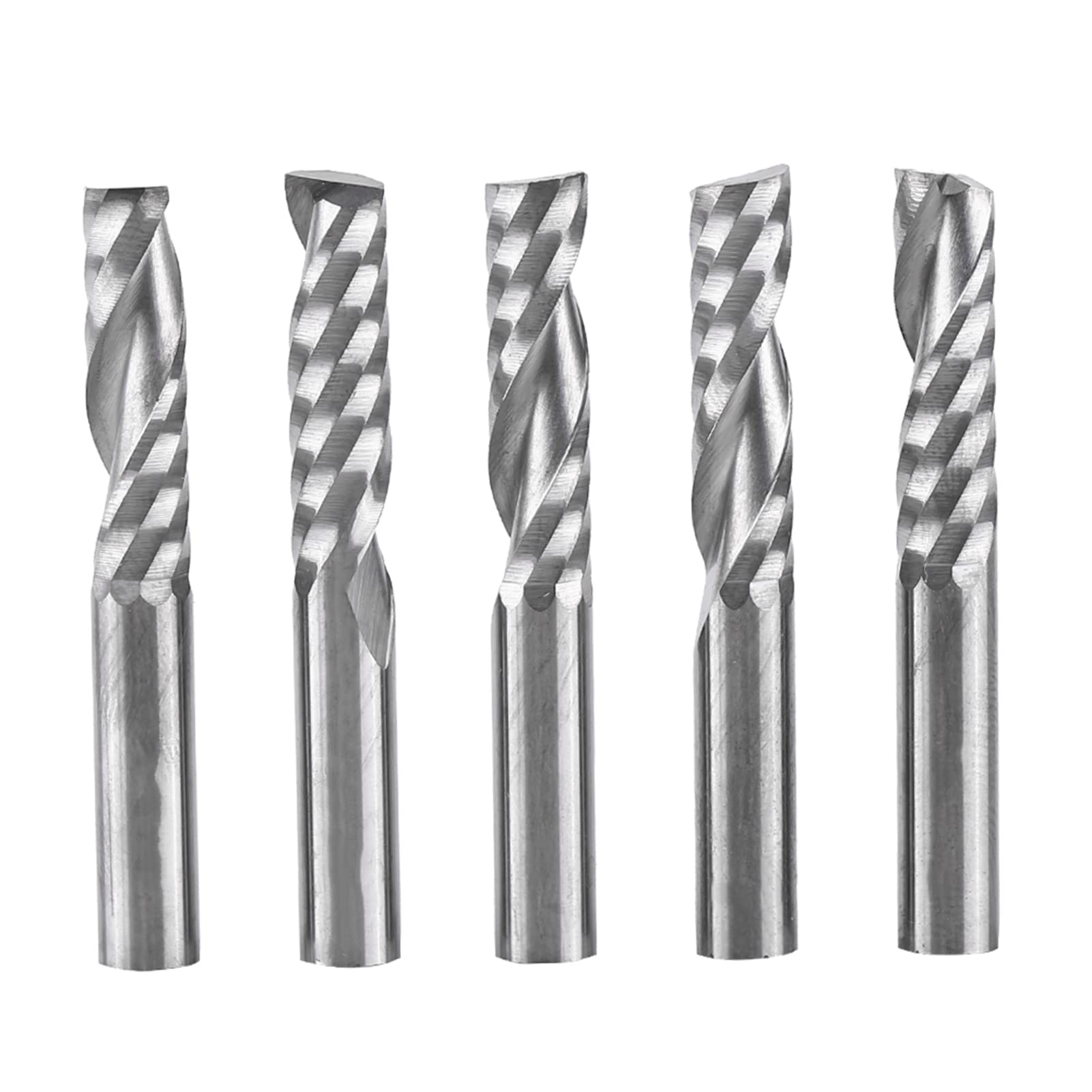 5pcs 6mm Shank Tungsten Carbide Single Flute End Mills CNC Router Milling Bits for Wood Aluminum Steel