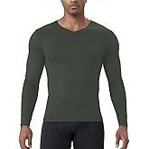 Men's Compression Shirt V Neck Long Sleeve Workout Shirts Cool Dry Fit Athletic Base Layer Tops