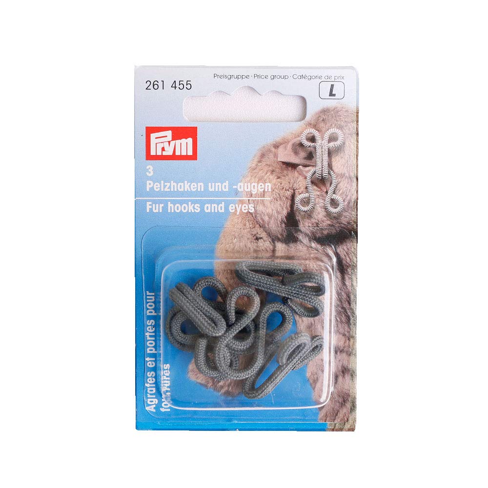 Prym PRYM_261455-1 Fur Hooks and Eyes Grey Covered, one Size