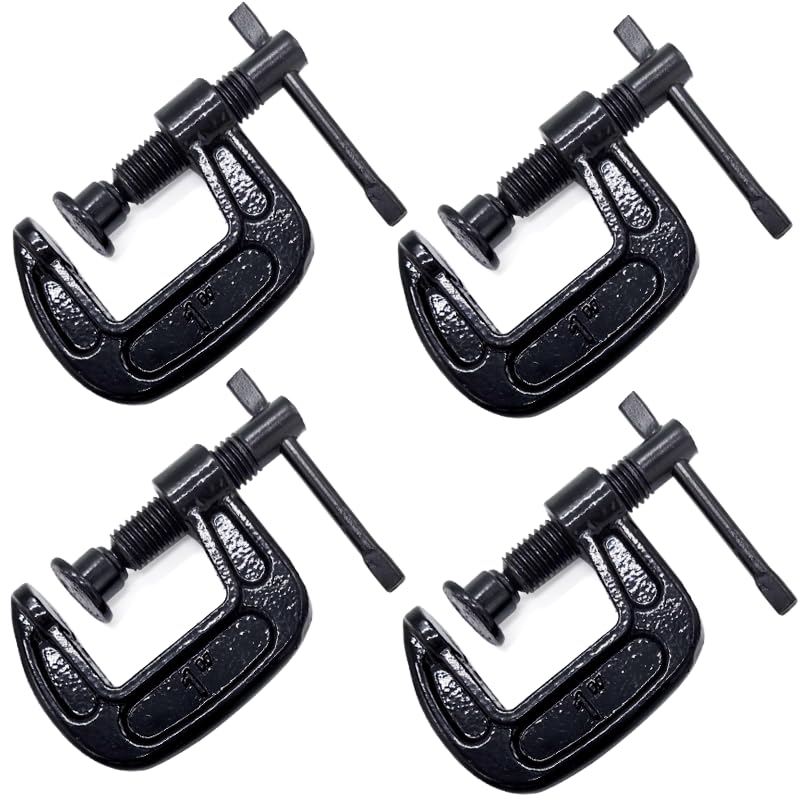 Photo 1 of 1-Inch C-Clamp Set, Heavy-Duty Cast Iron C-Clamps with 0.8-Inch Throat for Woodworking, Welding, and Building(4Pcs)