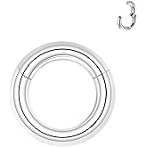 ZS Hinged Segment Clicker PA Ring Spring Action BCR Rings, 2G 4G 6G 8G 10G 12G Septum Nose Rings, Surgical Steel Pierced Body Jewelry for Men Women