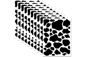 PARTYGARDEN Cow Print Stickers - 10 Sheets 280 Pieces Black Vinyl Adhesive Cow Spot Pattern Print Wall Art Decals for Kitchen Bathroom Bedroom Living Room Home Nursery Classroom Wall Décor