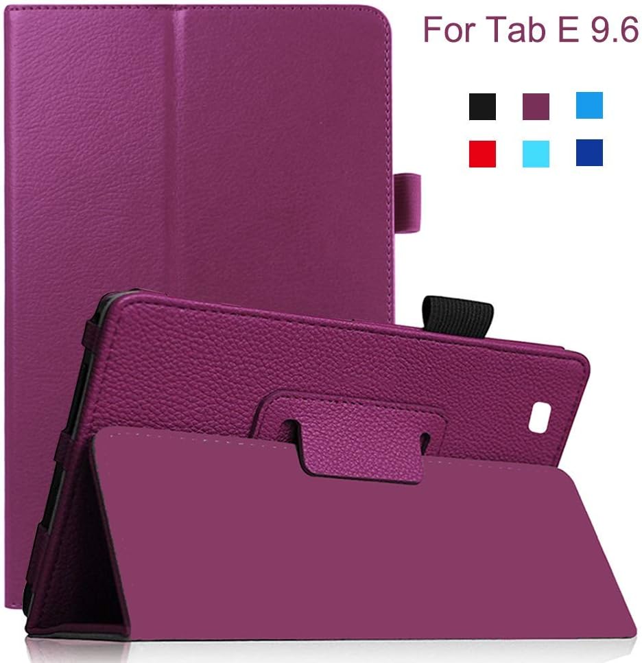 Samsung Galaxy Tab E 9.6 Case, EAGKORD PU Leather Smart Folio Stand Case Cover for Galaxy Tab E 9.6 Inch SM-T560 T561 T565 and SM-T567V 4G LTE Version - Purple [NOT FIT TAB E 8.0 Inch Tablet]