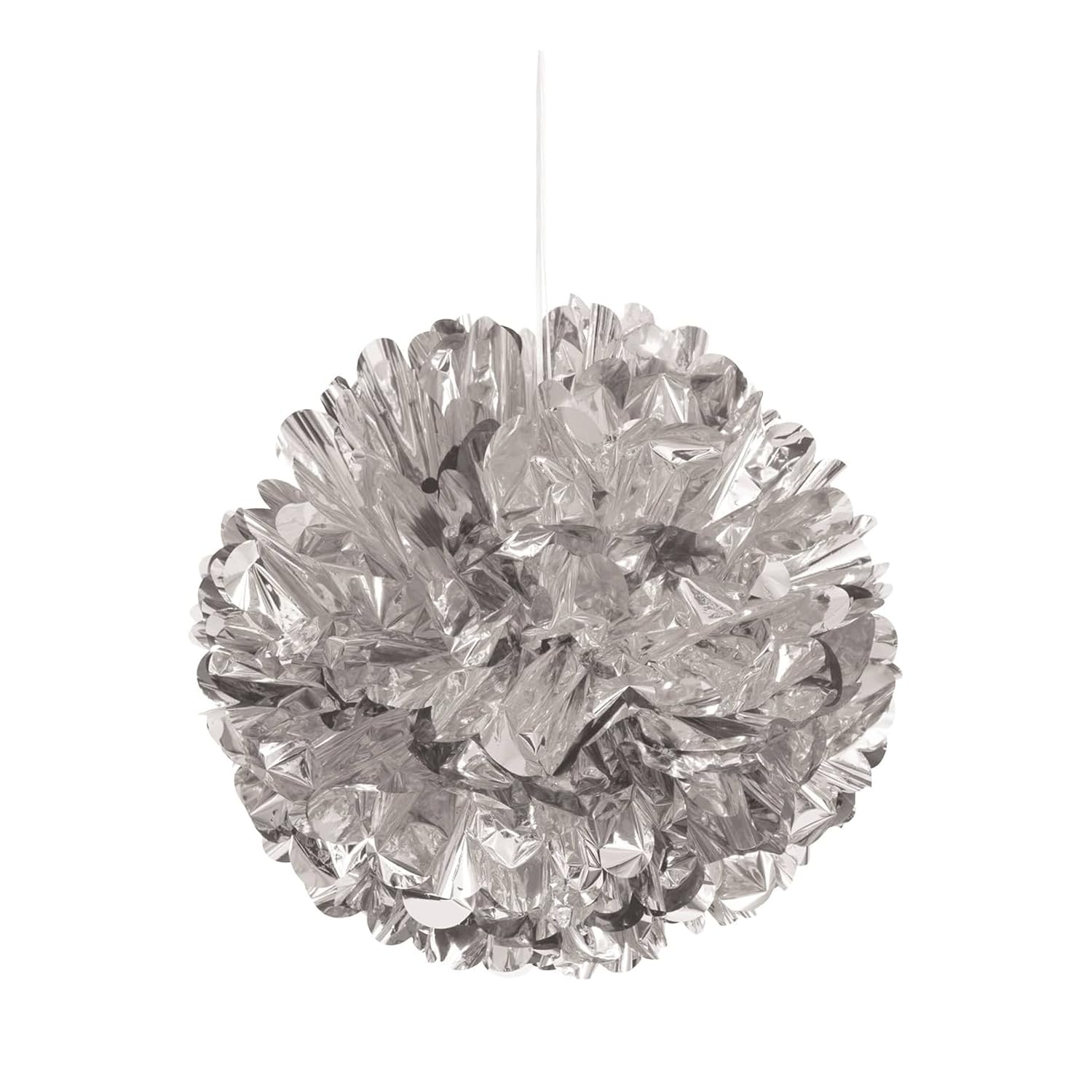 Metallic Silver Hanging Paper Tissue Pompom (40cm) 1 Piece - Vibrant Solid Color Party Decoration for Birthdays, Weddings, Baby Showers, and Events