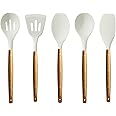 Kitchen Utensils Set, Silicone Cooking Utensils Set,Non-Stick Silicone Spatula Set with Natural Acacia Hard Wood Handle, 5 Piece, Upgraded Thickened Cookware