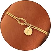 Turandoss Gold Initial Bracelets for Women Girls Jewelry Gifts - 14K Gold Plated Love Knot Letter A-Z Initial Bracelet Dainty Letter Bracelet Birthday Wedding Gifts Jewelry Gifts for Her