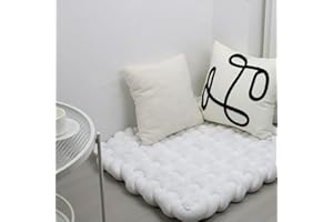 XHJRI Thickened Braided Knot Seat Mat, Knotted Floor Decorative Cushion, Handmade Baby Infant Playing Pad Nursery Rug (27.5 * 31.5 Inch,White)