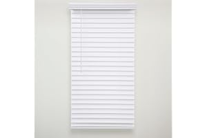 Eclipse 2in. Faux Wood Blinds, 72"W x 48"L in White - Cordless Window Blinds, Certified Safe for Children & Pets, Light Filtering, Wand Tilt and Smooth Easy Operation, Window Shades for Home