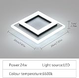 SENQIU 24W LED Ceiling Light Square Modern 6500K 2700LM 20x20 cm view 3