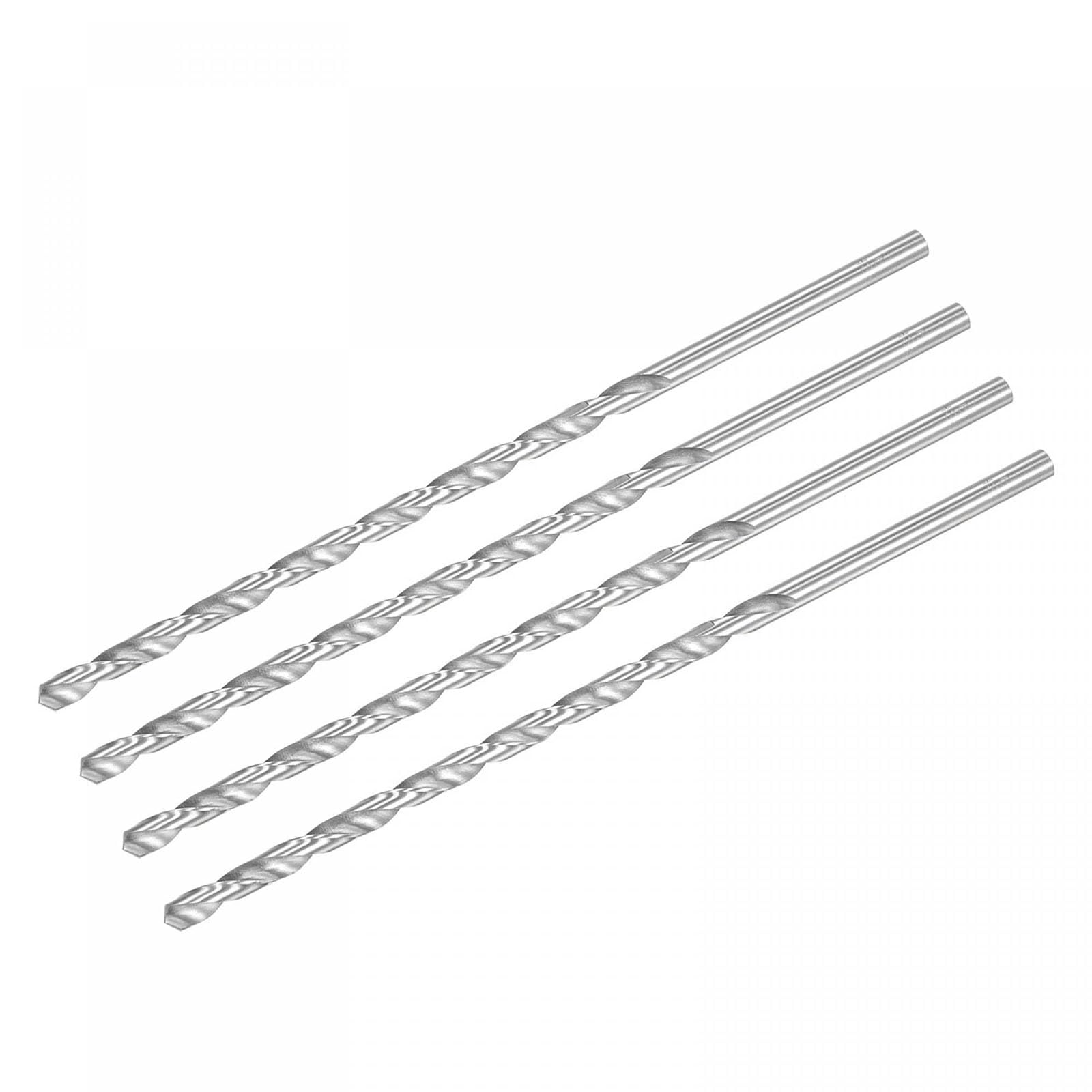 TA-VIGOR 4Pcs 6mm Extra Long Twist Drill Bits, 200mm Length High-Speed Steel HSS Straight Shank Spiral Drill Bits for Wood Metal Aluminum Plastic
