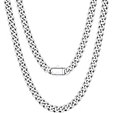 Richsteel Cuban Link Chain for Men, Mens Stainless Steel Miami Curb Chains Necklace 6/9/12mm Width Gold/Silver/Black Plated Non-Tarnish Trendy Jewelry 18-30 Inch