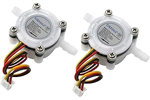 GREDIA 1/4" Water Flow Sensor Food-Grade Switch Hall Effect Flowmeter Fluid Meter Counter Connect Hosepipe 0.3-6L/min (Pack o