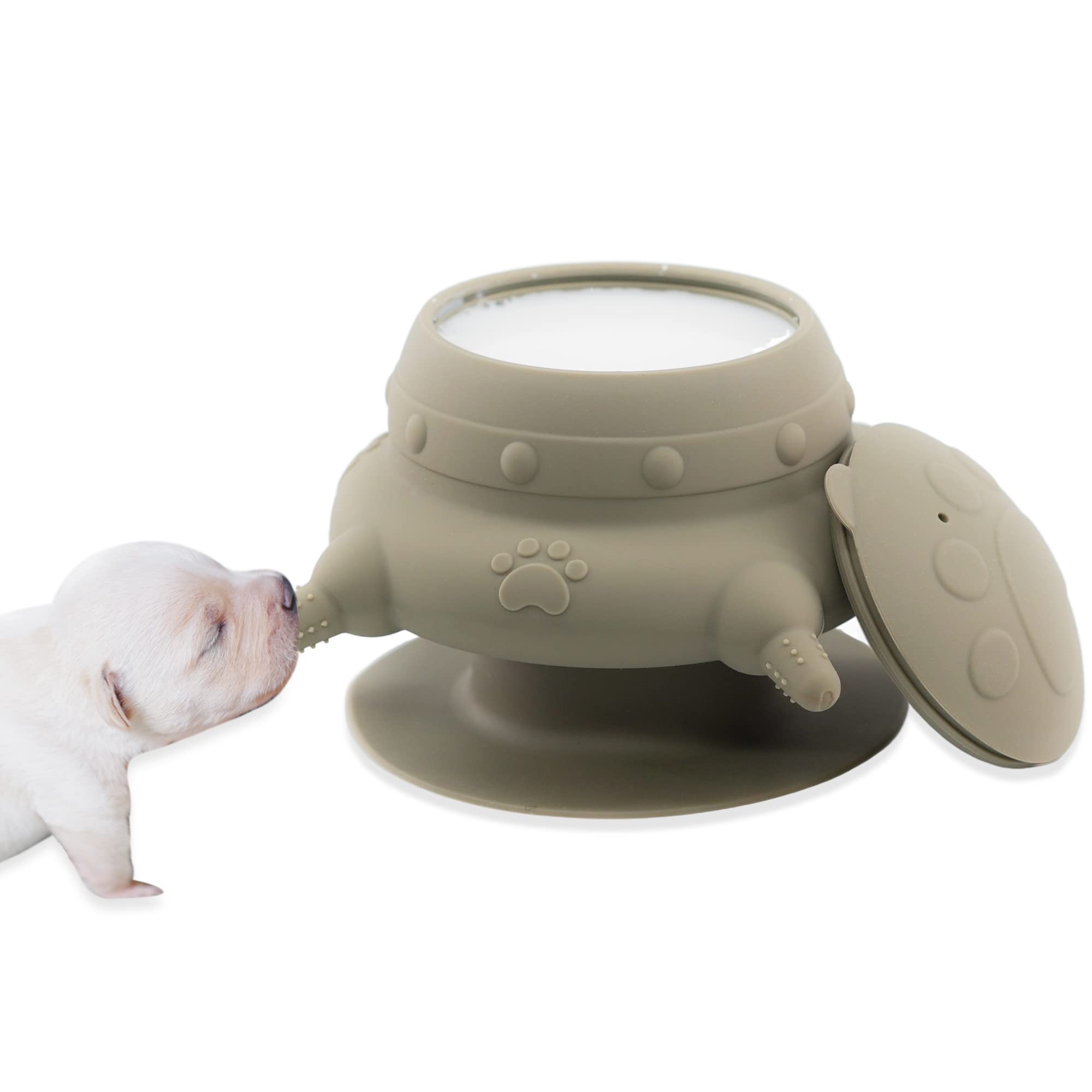 Photo 1 of Puppy Bottles for Nursing,Puppy Milk feeders for Multiple Puppies Nipple,Puppy Feeder Milk Bowl,Feeder Bowl for Kittens,Grey