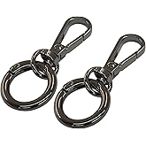ISDVBUY 2 Pcs 5-Split Swivel Snap Hooks with Key Rings, Opening Metal Swivel Lobster Claw Clasps for Key Chain Clip, Lanyard, DIY Crafts, Jewelry Making, Bags and Accessories(Black)
