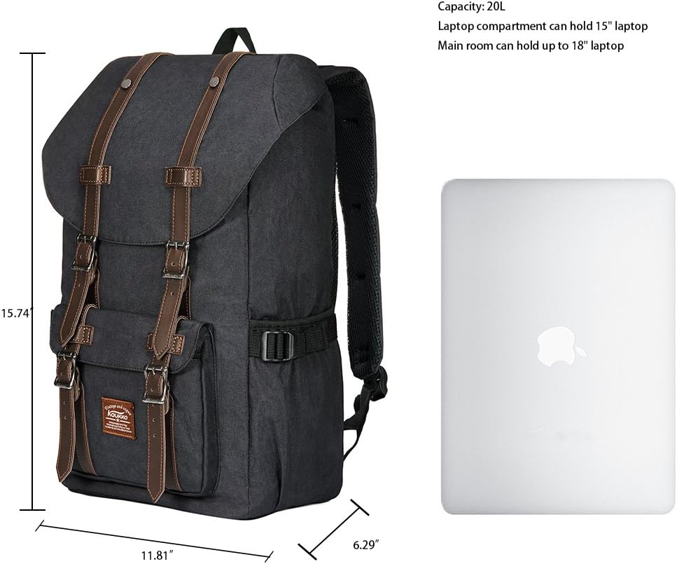 KAUKKO Rucksack Studenten Backpack 17 Zoll für 15" Notebook Lässiger Daypacks Schüler Bag Wandern Casual Daypack, 47 cm - Image 3