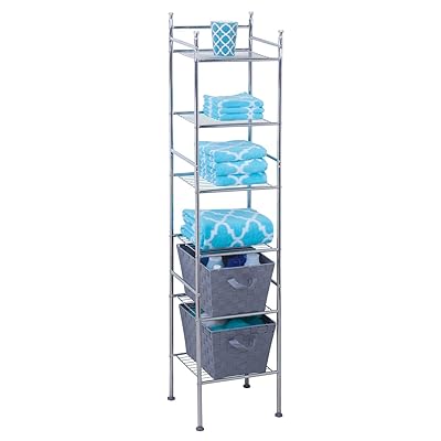 6-Tier Metal Bathroom Shelf in Chrome for Storage and Organization