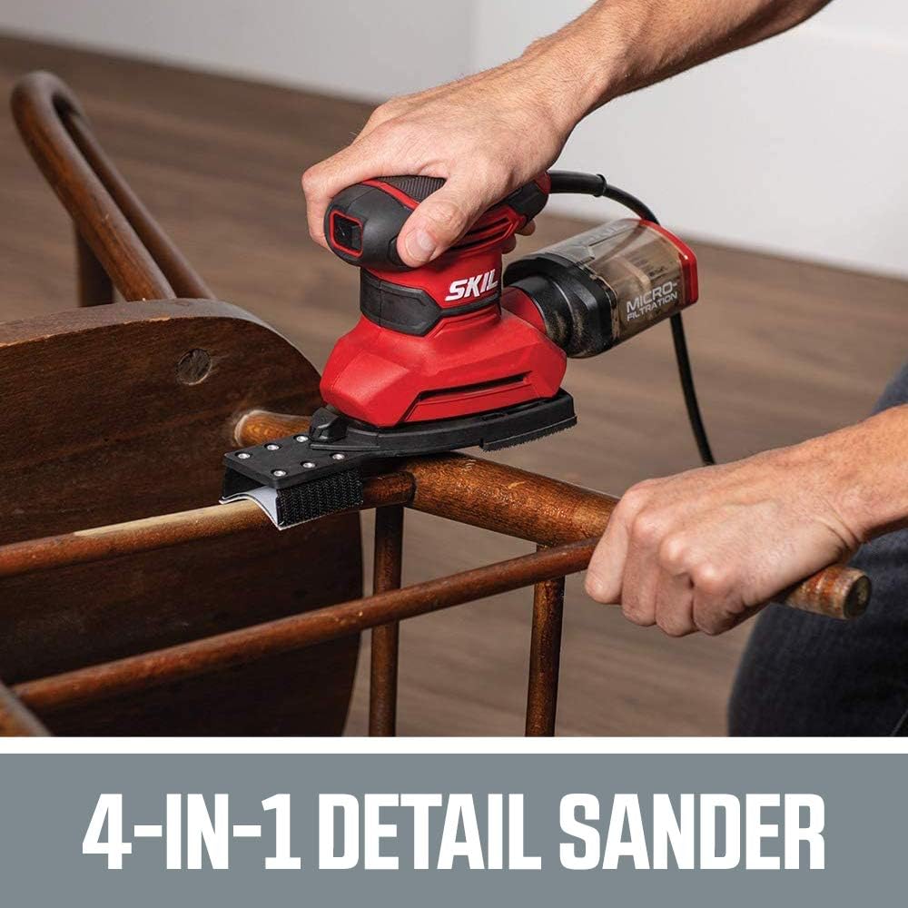 SKIL SR232301Corded Multi-Function Detail Sander with 12Pcs Sanding Paper & 3Pcs Additional Detail Attachment - - 