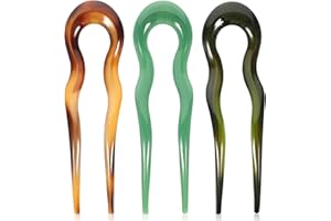 minkissy Hair Clip, 3 French Hair Pins for French Pin Updo, Tortoise Shell Hair Forks 2 Prong Bun Hair Sticks, Hair Pin for Wedding, Party and Daily Wear