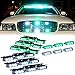 DT MOTO™ Green White 54x LED Emergency Vehicle Warning Deck Grille Dash Visor Lights - 1 set