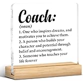 Thank You Coach Gifts for Women Men, Appreciation Gift for Coach Trainer Clear Acrylic Desk Decor Decorative Sign for Home Office, 4 x 4 Inches