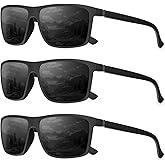 QALLY Polarized Sunglasses for Men Rectangular Frame Men's Polarized Sunglasses Sports Sunglasses with UV400 Protection