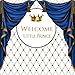 Royal Prince Baby Shower Backdrop Royal Prince Blue Curtain Golden Crown Party Decoration Backdrop 6x6FT