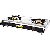 MARTIN Propane Hot Plate | Double Cast Iron Burner Perfect for Camping, Cookout, Emergency | Stainless Steel Plate | Adjustab
