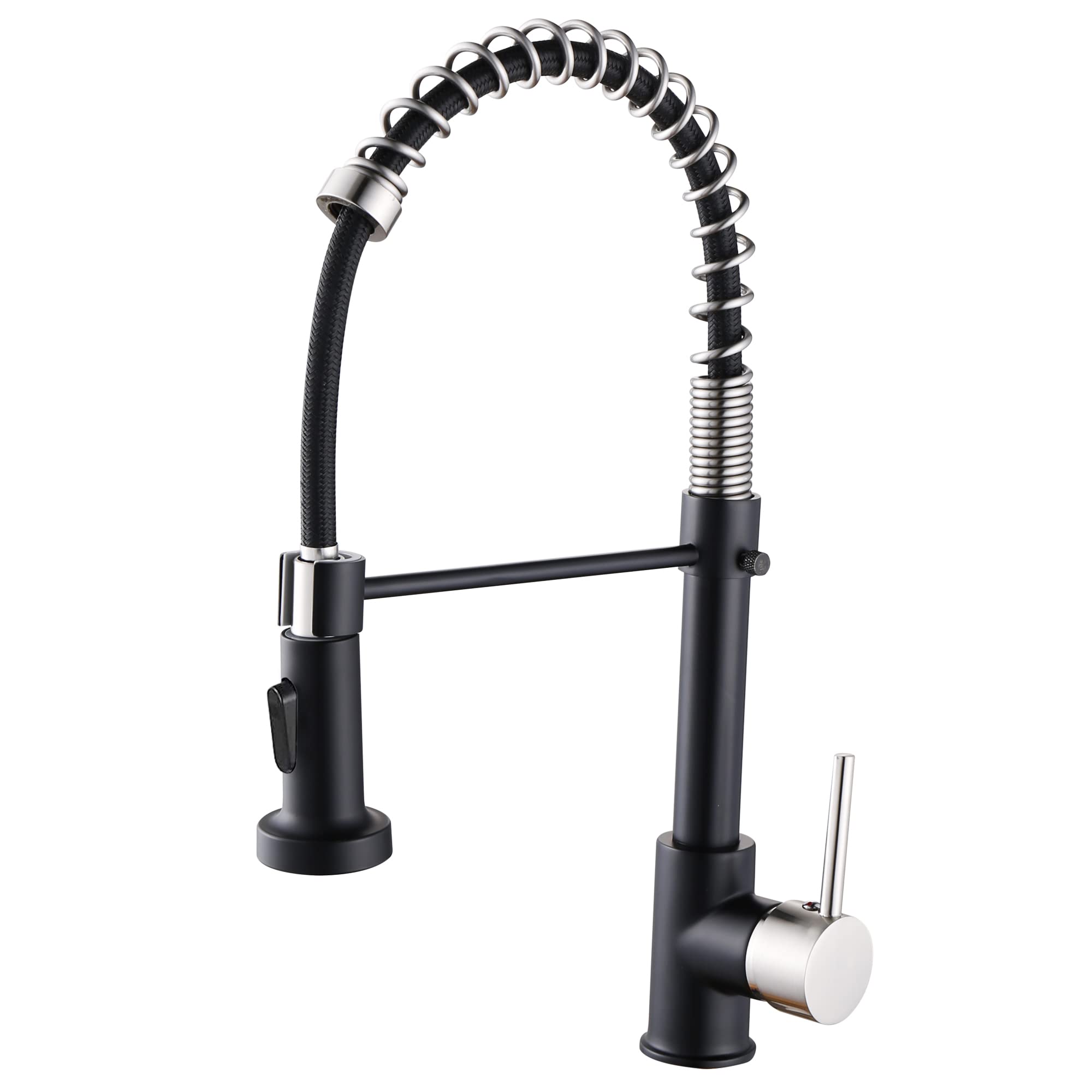 Kitchen Faucet Spring Pull Down Single Handle Brass Deck Mounted Kitchen Sink Faucets (Brushed Nickel Black)