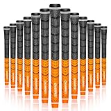 Champkey Multi Compound Golf Grips Set of 13 (5 Oz Solvent,Hook Blade,15 Tapes & Vise Clamp Available)-Choose Between 13 Grips & All Repair Kits and 13 Grips & 15 Tapes (Orange, Midsize)