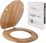 Angel Shield Antibacterial Wooden Toilet Seat Solid Oak Adjustable Hinges view 5