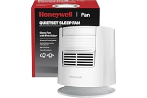 Honeywell QuietSet™ Sleep Personal Fan with Pink Noise, 3 speeds, adjustable head, fan for nightstand, White, HTF300