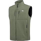 WULFUL Men's Windproof Lightweight Golf Vest Outerwear with Pockets Softshell Sleeveless Jacket for Running Hiking Sports