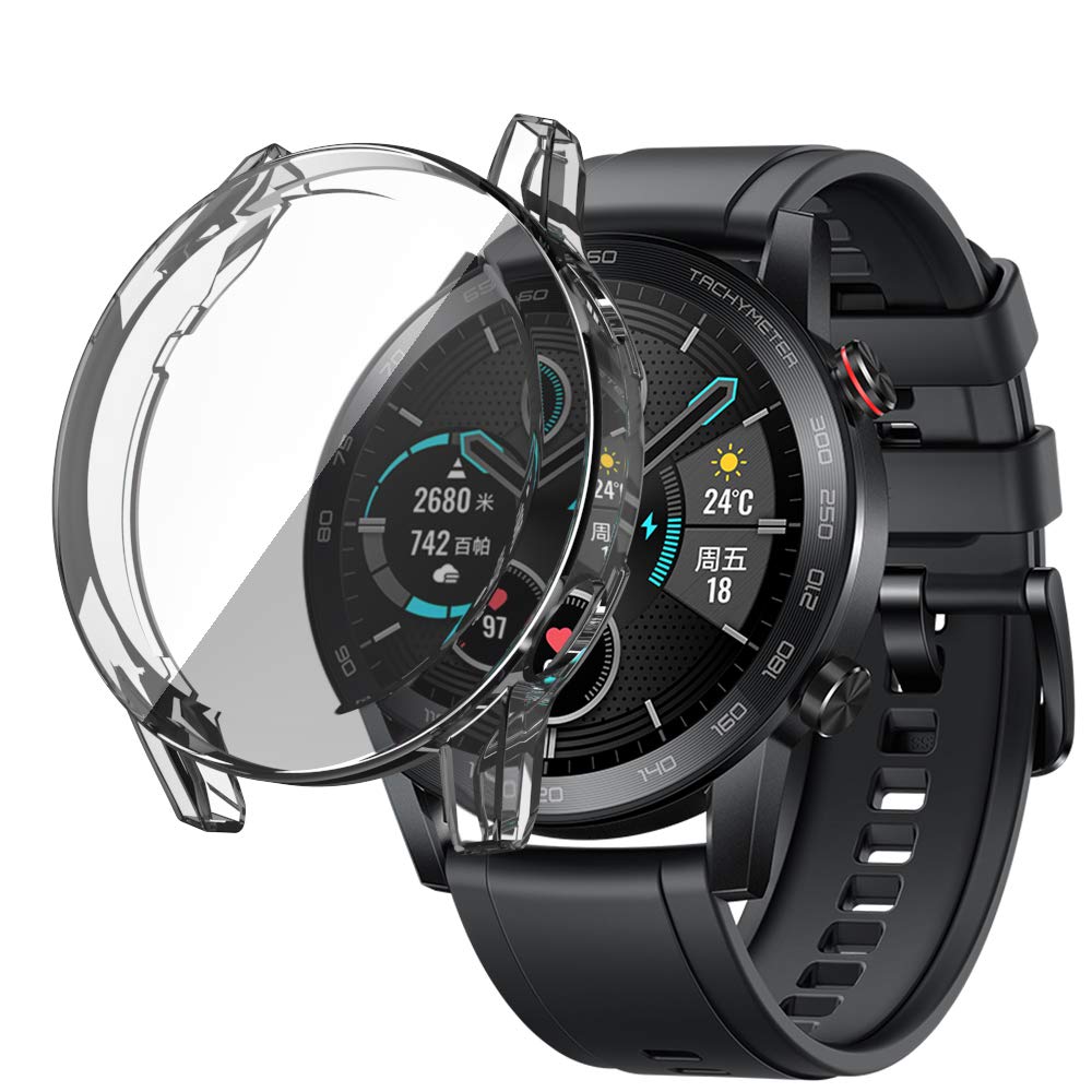 TenCloud Protective Cases Compatible with Huawei HONOR MagicWatch 2 46mm Case Screen Protector Watch Film Cover Soft TPU Plated All-Around Bumper Shell for MagicWatch 2 46mm Smartwatch (Clear)