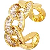 OIMEI 18K Gold Adjustable Ring with Cubic Zirconia | Love Ring for Women | Gem Grade Stacking Ring | Eternity Rings Wedding Bands | Size Adjustable