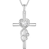 YL Stethoscope Cross Necklace Sterling Silver Doctor Nurse Medical Pendant RN Registered Birthstone Jewelry for Women