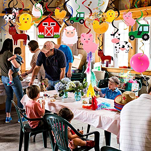 Farm Animal Hanging Swirls Party Ceiling Decorations Barnyard Theme Birthday Baby Shower Decor Event Supplies 30CT - Thumbnail 6