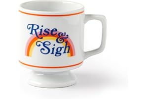 Brass Monkey Rise & Sigh Pedestal Mug from Ceramic Coffee Mug with Plenty of Vintage Charm, Stackable Design, Dishwasher Safe, Coffee Cup with Double-Sided Artwork, Makes a Great Gift!