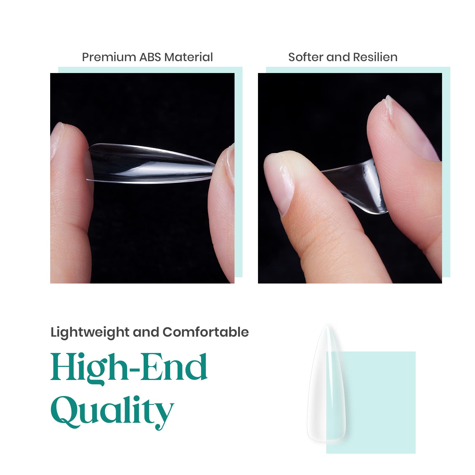 Beetles Stiletto Nail Tips-500Pcs Medium Clear Stiletto Nail Tips, Pre Shaped Clear Full Cover False Nails for Gel Polish Art Soak Off Lamp Easy Nail Extensions Acrylic False Nail Tips - Image 5