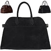 Womens Suede Tote Bag, Vintage Top Handle Shoulder Satchel, Soft Leather Look Hobo Purse, Large Capacity Work Handbag