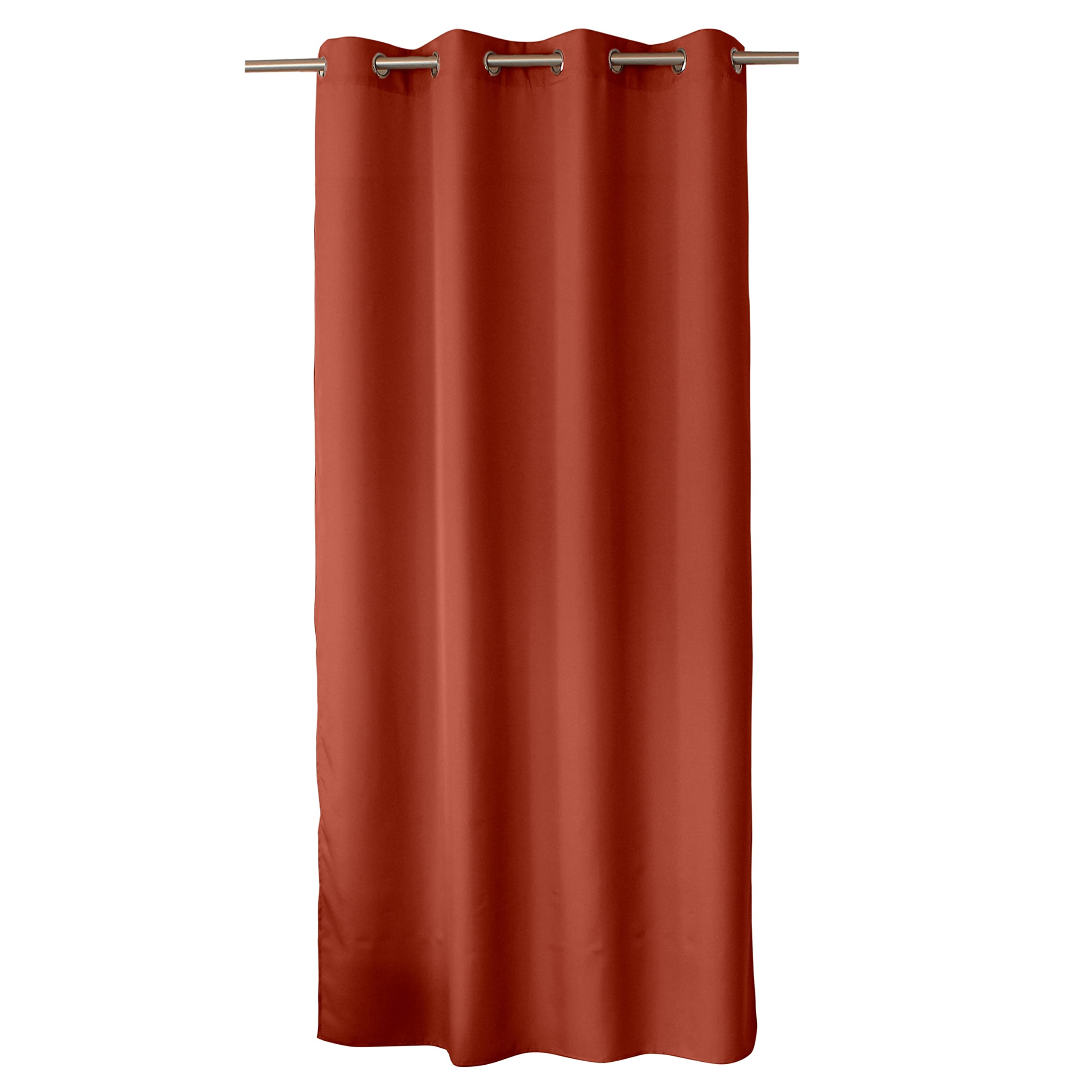 Enjoy Home - Basic Polyester Curtain - 8 Silver Eyelets - Diameter 4 cm - 140 x 240 cm - Terracotta Colour