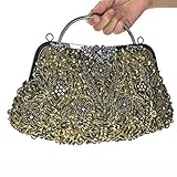 Toyofmine Women's Evening Bag Beaded Sequin Kiss-lock Wedding Party Clutch Handbags (Green)