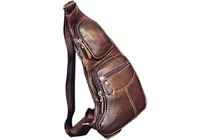 Hebetag Leather Sling Bag Crossbody Backpack for Men Women Travel Outdoor Sports