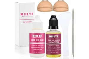 Wig Adhesive and Glue Remover Set, Invisible Waterproof MIILYE Hair Replacement Bonding Glue + Solvent, Strong Hold for Lace Front Wig and Poly Hairpieces, Toupee, Cosmetic Hair Systems