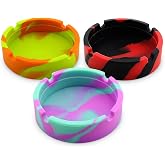 3 Pack Silicone Ashtray, Small Ashtray for Outside Patio, 3.3x0.9 in | Ash Trays for Cigarettes, Heat-Resistant to 446°F, No Glass to Break, Rinse Clean, Multicolor for Home, Pool and Travel