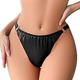 FEOYA Women Shiny Sparkly Metallic Glossy Panties Sexy Low Rise Cheeky Bikini Brief Stretchy High Cut Thongs Rave Bottom